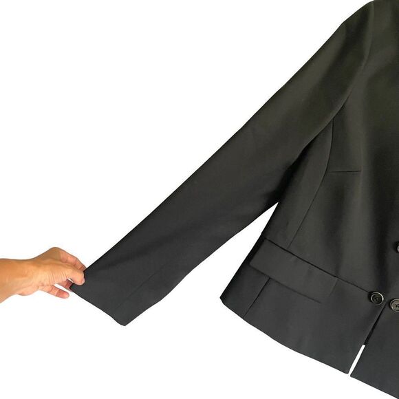 (SOLD) BROOKS BROTHERS 346 Wool Collarless Double Button Front Blazer Black 14 - Picture 4 of 7